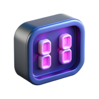 stunning abstract Neon 88 Digital Counter 3D Render of Glowing Number Display original png