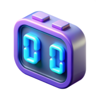 beautiful minimalist Digital Timer 3D Render, Neon, Countdown, Clock, Interface, Gadget, App Icon, UI Element, Design genuine png