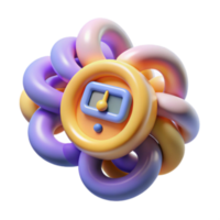 dramatic creative Abstract 3D Render Colorful Twisted Loops with Gauge professional png