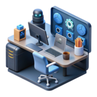extraordinary rustic Modern Workplace Setup with AI Assistant exclusive png