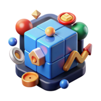 vibrant creative 3D Abstract Cube Design with Geometric Shapes and Upward Trend authentic png
