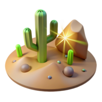 serene abstract Desert Oasis 3D Cactus, Rock, and Sand Dune detailed png