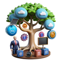 beautiful creative Global Network Cloud Computing, Solar Energy, and Data Processing high resolution png