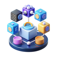 extraordinary creative Interconnected System 3D Model of Modular Components detailed png