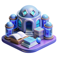 wonderful modern 3D Render of Futuristic Library detailed png