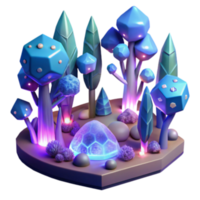 extraordinary abstract Enchanted Crystal Forest 3D Render of Glowing Mystical Trees 4K png