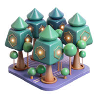 beautiful minimalist Illuminated Hexagon Forest 3D Render of Magical Trees genuine png