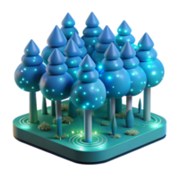 vibrant abstract Enchanted Glowing Forest 3D Render of Illuminated Trees exclusive png