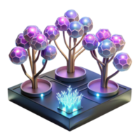 beautiful modern Luminescent Geometric Trees 3D Render of Illuminated Botanical Art professional png