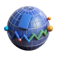 impressive abstract Global Trends Data Visualization on a 3D Globe professional png