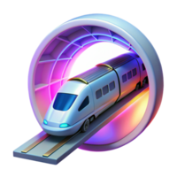 impressive minimalist Futuristic Train in Neon Tunnel 3D Render high quality png