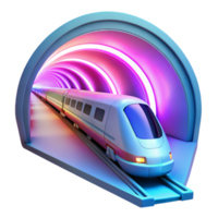 wonderful rustic High Speed Train in Neon Tunnel 3D Illustration exclusive png