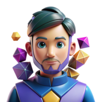 impressive abstract 3D Animated Character with Geometric Shapes exclusive png