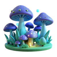 serene rustic Enchanted 3D Mushroom Forest Illustration high quality png