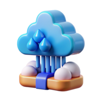 serene creative 3D Render Rain Cloud Icon, Weather App Design original png