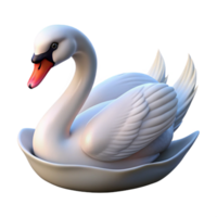 magnificent creative 3D Render of Elegant White Swan in Bowl detailed png