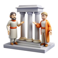 elegant modern 3D Illustration Two Figures Discussing near Columns professional png