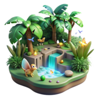 magnificent minimalist Enchanted Island Oasis 3D Tropical Paradise high resolution png