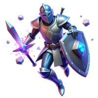 serene creative Fantasy Knight Armor, Sword, Shield, Combat, Action, Adventure, Game, 3D Render, Digital Art high quality png