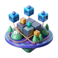 elegant minimalist 3D Abstract Cube Network Island premium png