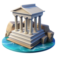 vibrant rustic 3D Model Grecian Temple Island Render high resolution png