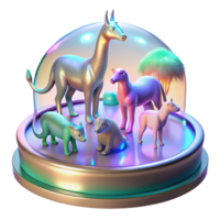 stunning minimalist Iridescent Animal Scene 3D Render high quality png