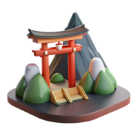 extraordinary abstract 3D Render Torii Gate Mountain Scene high resolution png