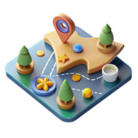 beautiful minimalist 3D Map Navigation Explore Locations, Paths Points of Interest high quality png