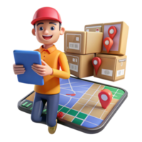 vibrant abstract Delivery Driver Using Mobile App for Route Optimization exclusive png