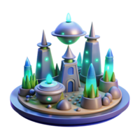 impressive minimalist Futuristic Cityscape 3D Render high resolution png