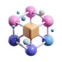 dramatic traditional Abstract 3D Molecular Structure Colorful Sphere and Cube Network 4K png