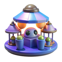 serene modern Whimsical 3D Render of a Cartoon Carousel professional png