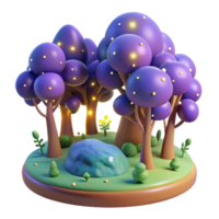 elegant artistic Enchanted 3D Forest Illustration high quality png
