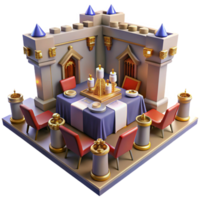 serene abstract 3D Render Castle Dining Room Illustration genuine png