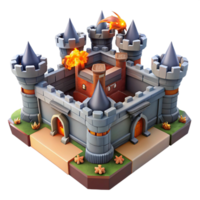 beautiful vintage Fiery Castle 3D Render 4K png