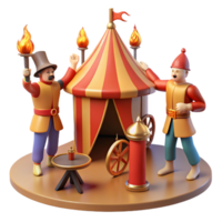 wonderful modern 3D Render Medieval Circus Tent Illustration authentic png