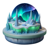 beautiful creative Arctic Aurora 3D Render authentic png