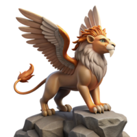 beautiful traditional 3D Render of a Winged Lion high quality png