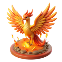 serene rustic 3D Render of a Mythical Phoenix Bird premium png