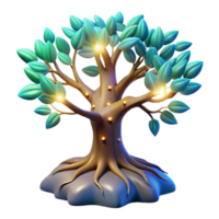 serene abstract Glowing 3D Tree Illustration high resolution png