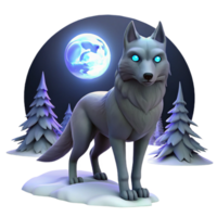 extraordinary artistic Arctic Wolf 3D Render high resolution png