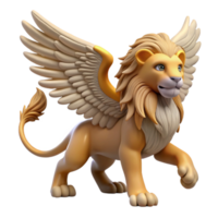 magnificent vintage 3D Render of a Winged Lion 4K png