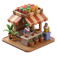 magnificent minimalist 3D Render of a Food Stall detailed png