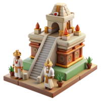 elegant artistic 3D Render of Ancient Temple with Figures high quality png