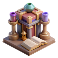 serene rustic 3D Render of Ancient Library exclusive png