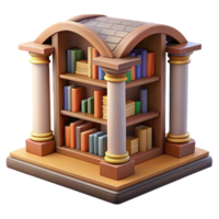 serene traditional 3D Render Bookcase with Columns original png