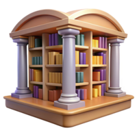 extraordinary vintage 3D Render Bookcase with Columns genuine png