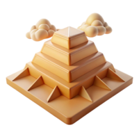 serene modern 3D Render of Step Pyramid with Clouds high quality png
