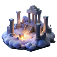 serene vintage 3D Render Mystical Temple in Clouds authentic png