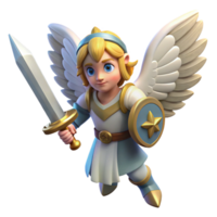 impressive minimalist Angelic Warrior 3D Render high quality png
